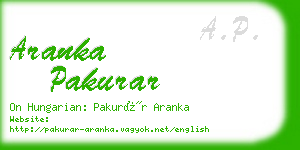 aranka pakurar business card